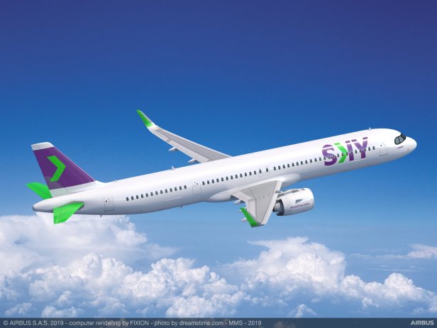 Render de un Airbus A321XLR de SKY Airline avion Airbus A321XLR SKY Airline
