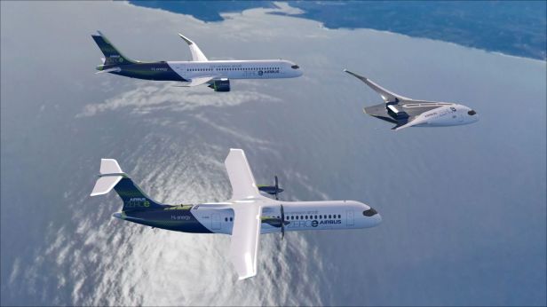 Prototipos de aviones Airbus impulsados por hidrogeno
