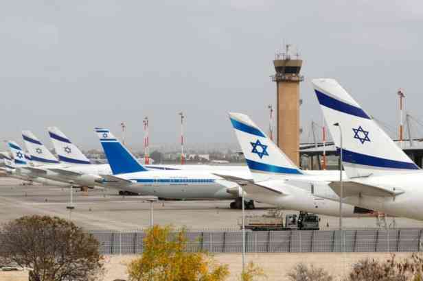 Aeropuerto de Tel Aviv, en Israel, con aviones de EL AL