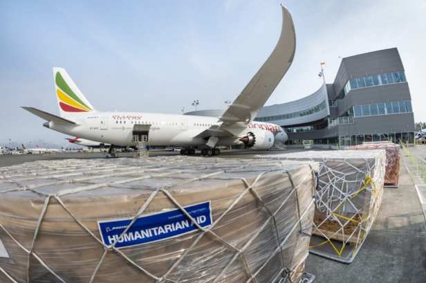 Vuelo de entrega humanitario de un Boeing 787-9 de Ethiopian Airlines